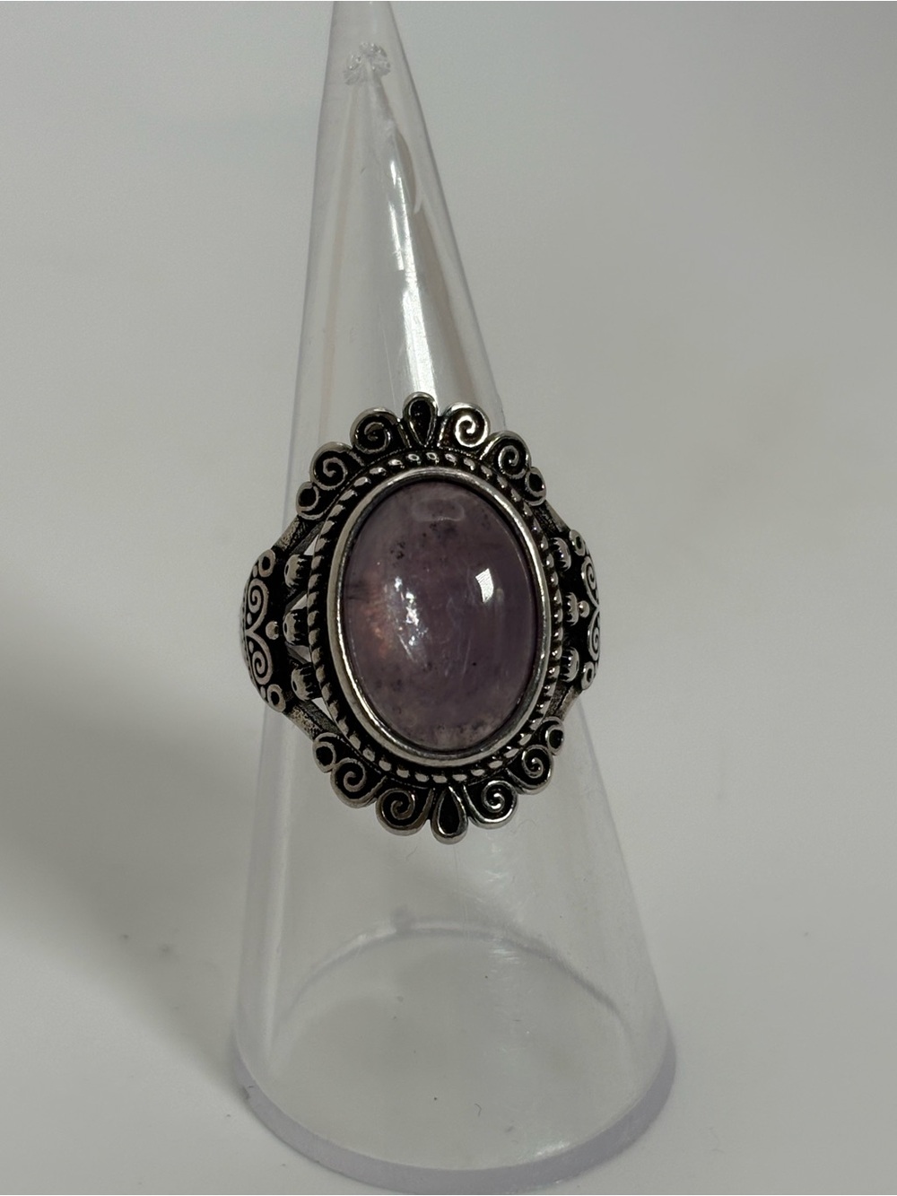New Purple Stone Adjustable Statement Ring Silver Tone Boho Victorian